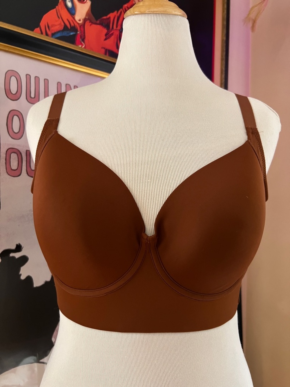 Shapellx Brown Bare Essentials AirSlim Underwire Push-Up Bra NWT 38DD